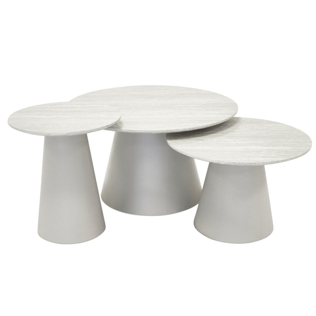 Tango Couchtisch Rund ø80 cm - Travertine-Optik Grau - FURNHOUSE