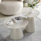 Tango Couchtisch Rund ø80 cm - Travertine-Optik Grau - FURNHOUSE