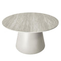 Couchtisch Rund ø80 cm - Travertine-Optik Grau - FURNHOUSE