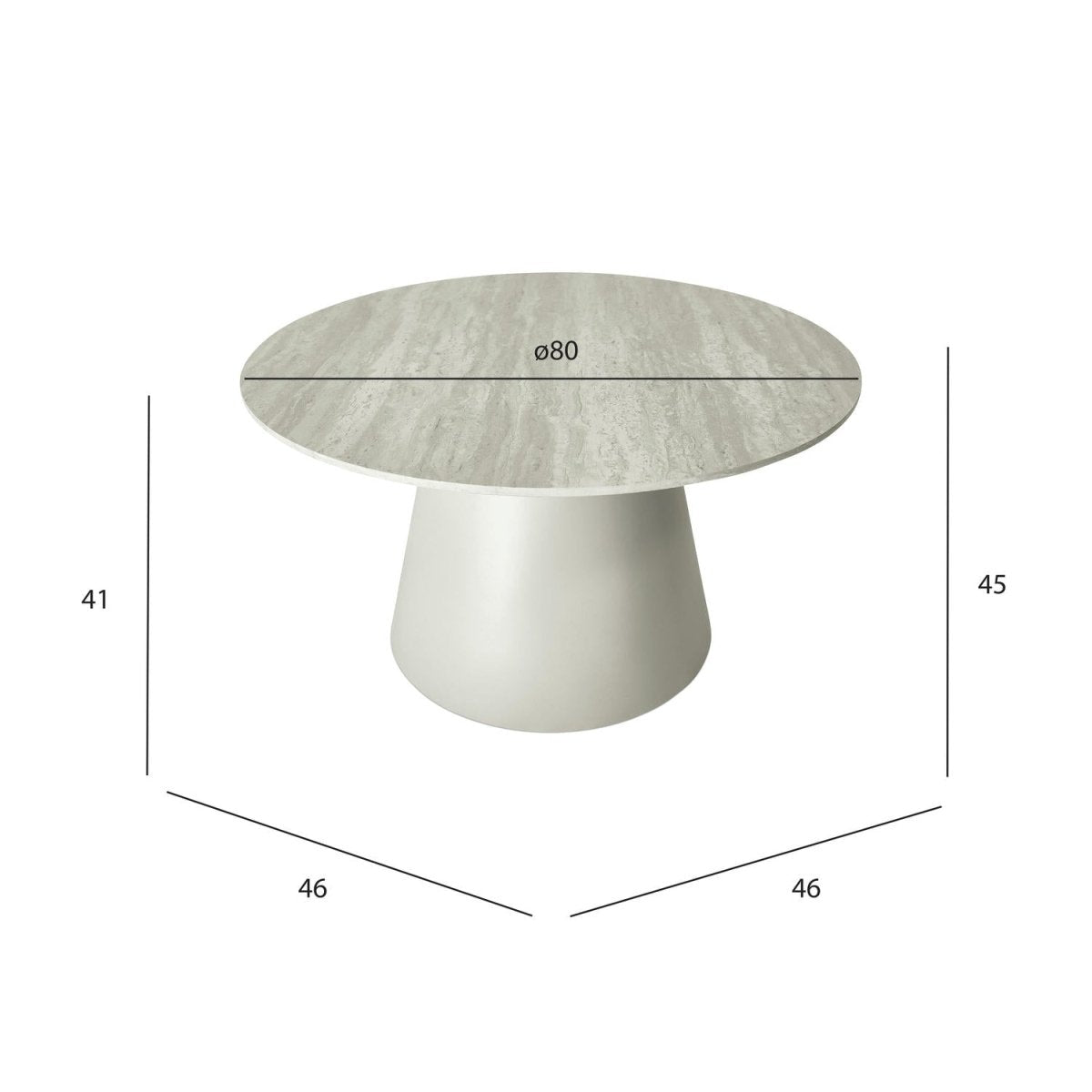 Tango Couchtisch Rund ø80 cm - Travertine-Optik Grau - FURNHOUSE