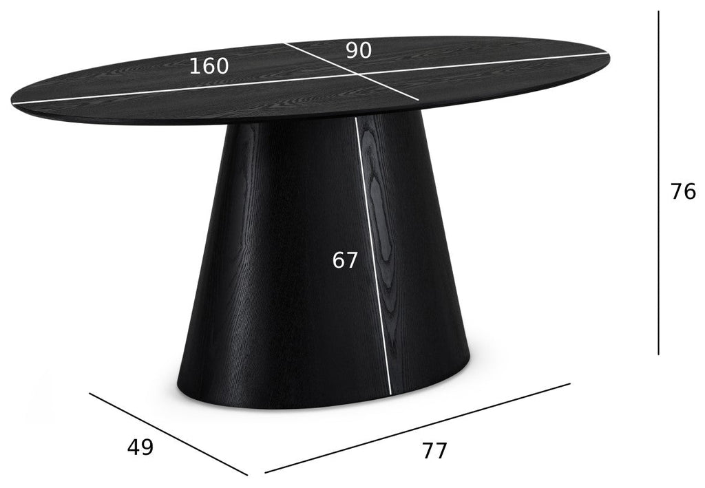 Tango Ovaler Esstisch 160x90 cm - Eiche Schwarz - FURNHOUSE