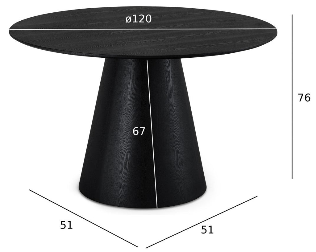 Tango Runder Esstisch ø120 cm - Eiche Schwarz - FURNHOUSE
