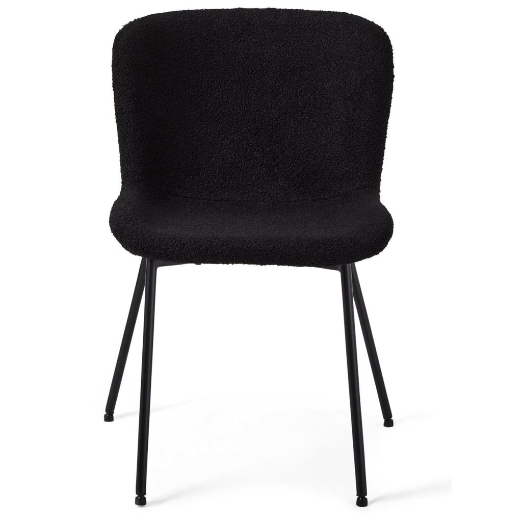 Teddy Esszimmerstühle 2er Set - Bouclé-Stoff Schwarz - FURNHOUSE
