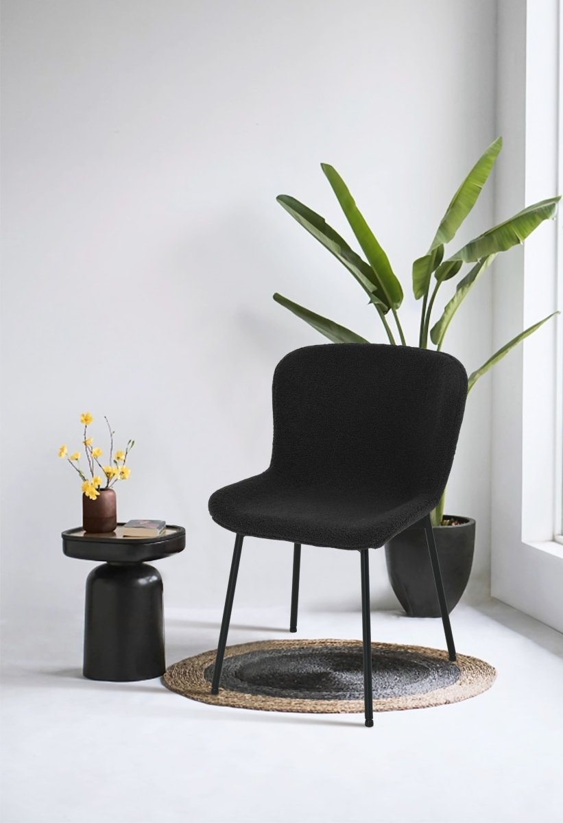 Teddy Esszimmerstühle 2er Set - Bouclé-Stoff Schwarz - FURNHOUSE