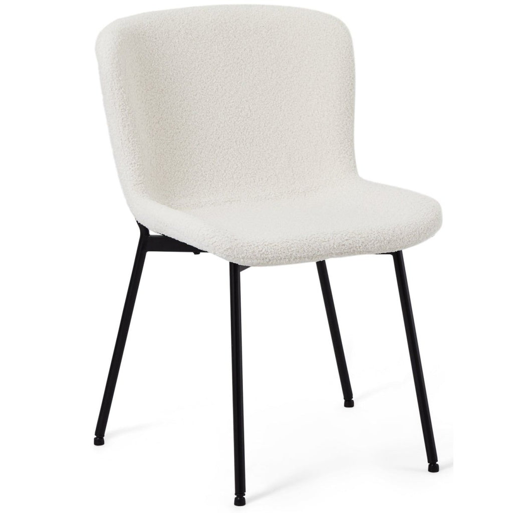 Teddy Esszimmerstühle 2er Set - Bouclé-Stoff Weiß - FURNHOUSE