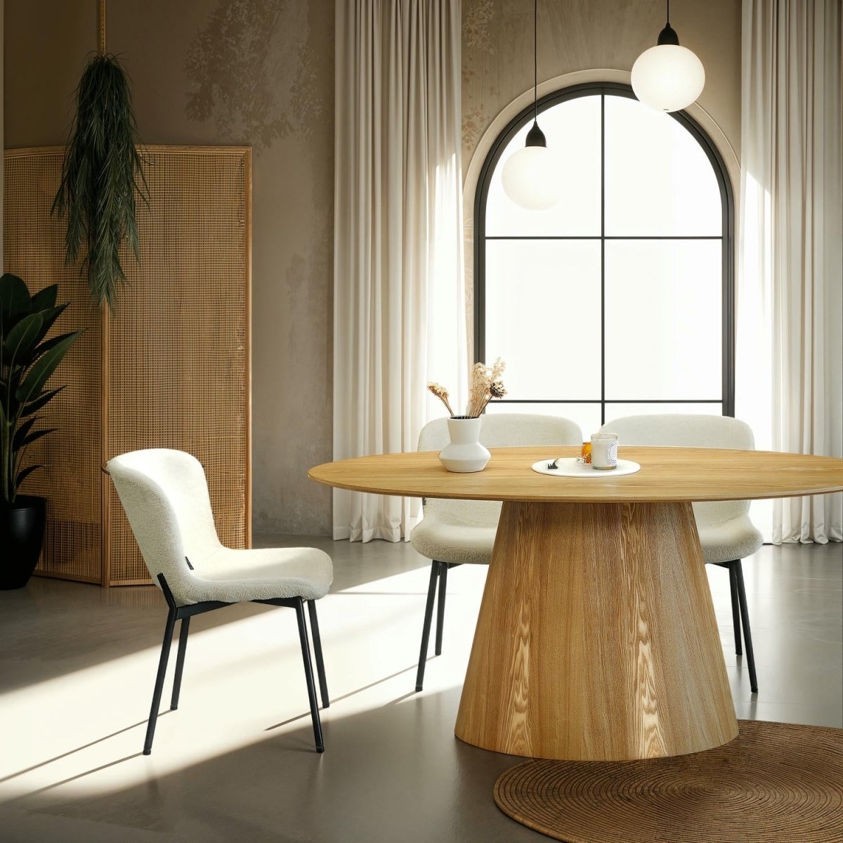 Teddy Esszimmerstühle 2er Set - Bouclé-Stoff Weiß - FURNHOUSE