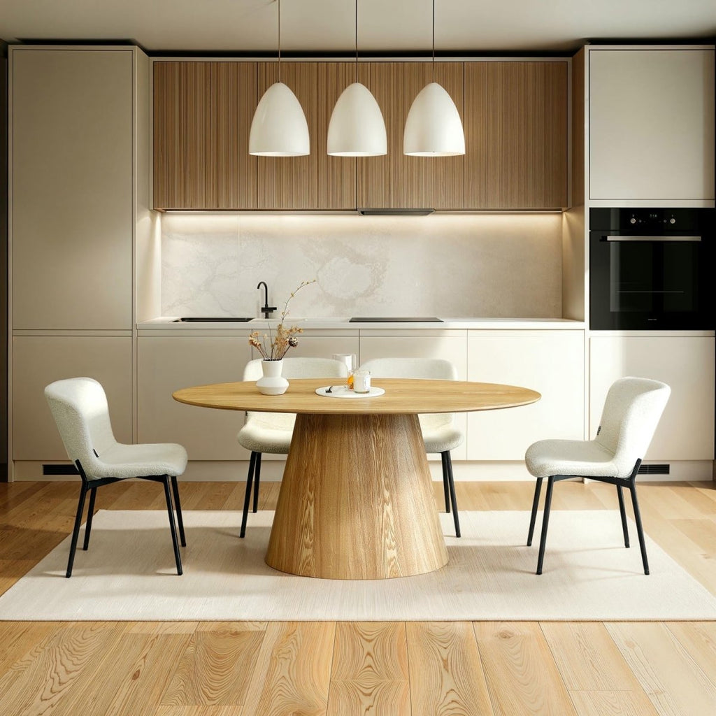 Teddy Esszimmerstühle 2er Set - Bouclé-Stoff Weiß - FURNHOUSE