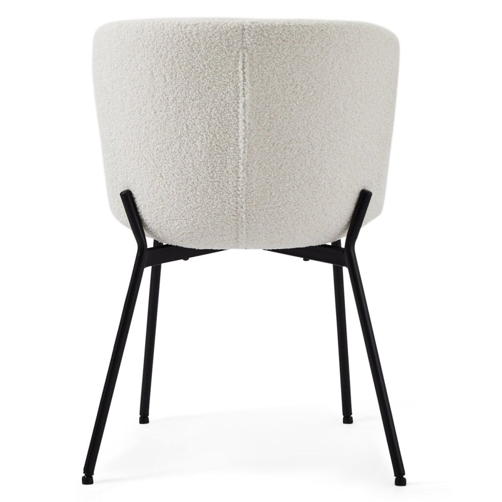 Teddy Esszimmerstühle 2er Set - Bouclé-Stoff Weiß - FURNHOUSE