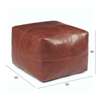 Pouf Tenna 50 × 50 × 45 cm - Echtleder Braun - FURNHOUSE