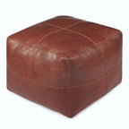 Pouf Tenna 50 × 50 × 45 cm - Echtleder Braun - FURNHOUSE