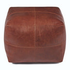 Pouf Tenna 50 × 50 × 45 cm - Echtleder Braun - FURNHOUSE