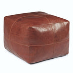Pouf Tenna 50 × 50 × 45 cm - Echtleder Braun - FURNHOUSE