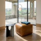 Pouf Tenna 50 × 50 × 45 cm - Echtleder Cognacbraun - FURNHOUSE