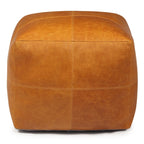 Pouf Tenna 50 × 50 × 45 cm - Echtleder Cognacbraun - FURNHOUSE