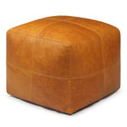 Pouf Tenna 50 × 50 × 45 cm - Echtleder Cognacbraun - FURNHOUSE
