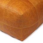 Pouf Tenna 50 × 50 × 45 cm - Echtleder Cognacbraun - FURNHOUSE