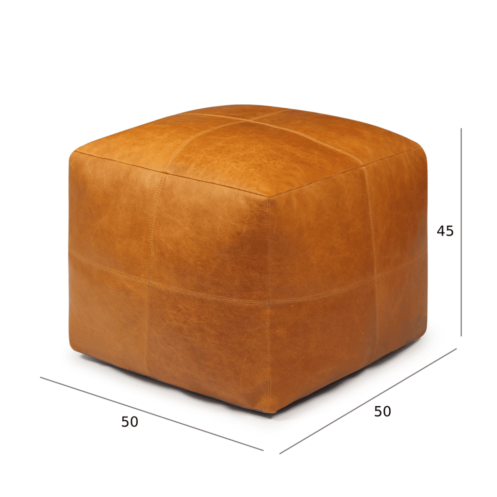 Tenna Pouf 50x50x45 cm - Cognacbraun - FURNHOUSE