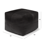 Pouf Tenna 50 × 50 × 45 cm - Echtleder Schwarz - FURNHOUSE