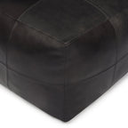 Pouf Tenna 50 × 50 × 45 cm - Echtleder Schwarz - FURNHOUSE