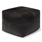 Pouf Tenna 50 × 50 × 45 cm - Echtleder Schwarz - FURNHOUSE