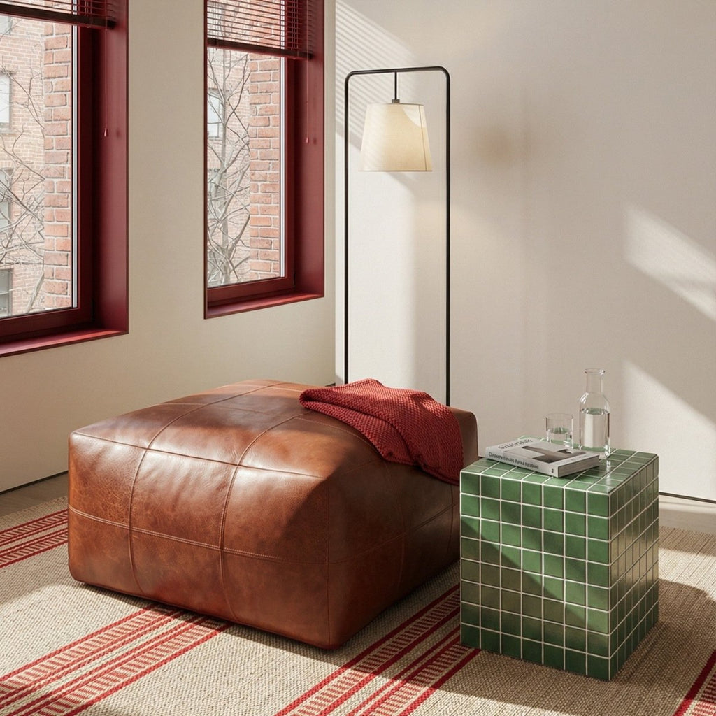 Tenna Pouf 60x60x45 cm - Braun - FURNHOUSE