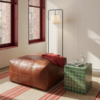 Pouf Tenna 60 × 60 × 45 cm - Echtleder Braun - FURNHOUSE