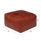 Pouf Tenna 60 × 60 × 45 cm - Echtleder Braun - FURNHOUSE