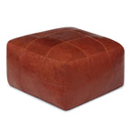 Pouf Tenna 60 × 60 × 45 cm - Echtleder Braun - FURNHOUSE