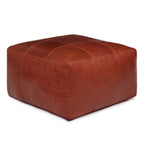Pouf Tenna 60 × 60 × 45 cm - Echtleder Braun - FURNHOUSE