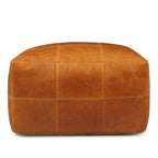 Pouf Tenna 60 × 60 × 45 cm - Echtleder Cognacbraun - FURNHOUSE