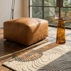 Pouf Tenna 60 × 60 × 45 cm - Echtleder Cognacbraun - FURNHOUSE
