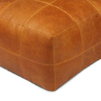 Pouf Tenna 60 × 60 × 45 cm - Echtleder Cognacbraun - FURNHOUSE