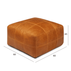 Pouf Tenna 60 × 60 × 45 cm - Echtleder Cognacbraun - FURNHOUSE