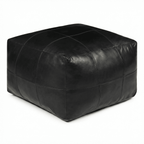Pouf Tenna 60 x 60 cm Schwarz schräg von vorne