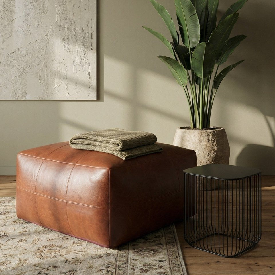Pouf Tenna 75 x 75 cm Braun im Wohnbereich