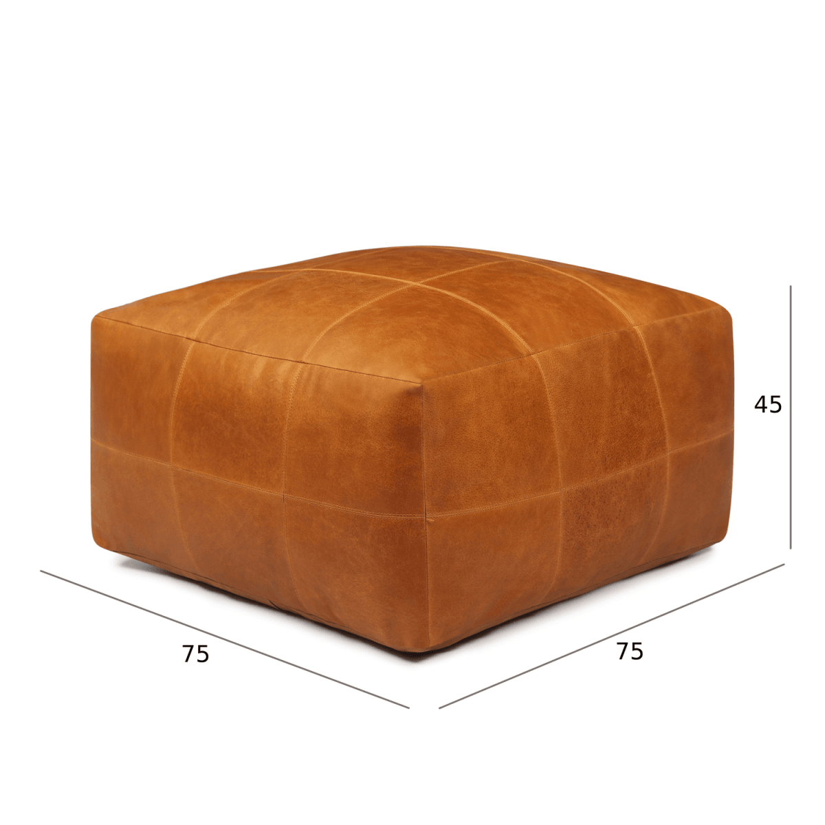 Tenna Pouf 75x75x45 cm - Cognacbraun - FURNHOUSE