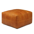Pouf Tenna 75 x 75 cm Cognacbraun schräg von vorne