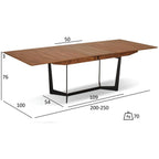 Tokyo Rechteckiger Esstisch 200x100 cm - Ausziehbar bis 250 cm - Walnuss Braun - FURNHOUSE