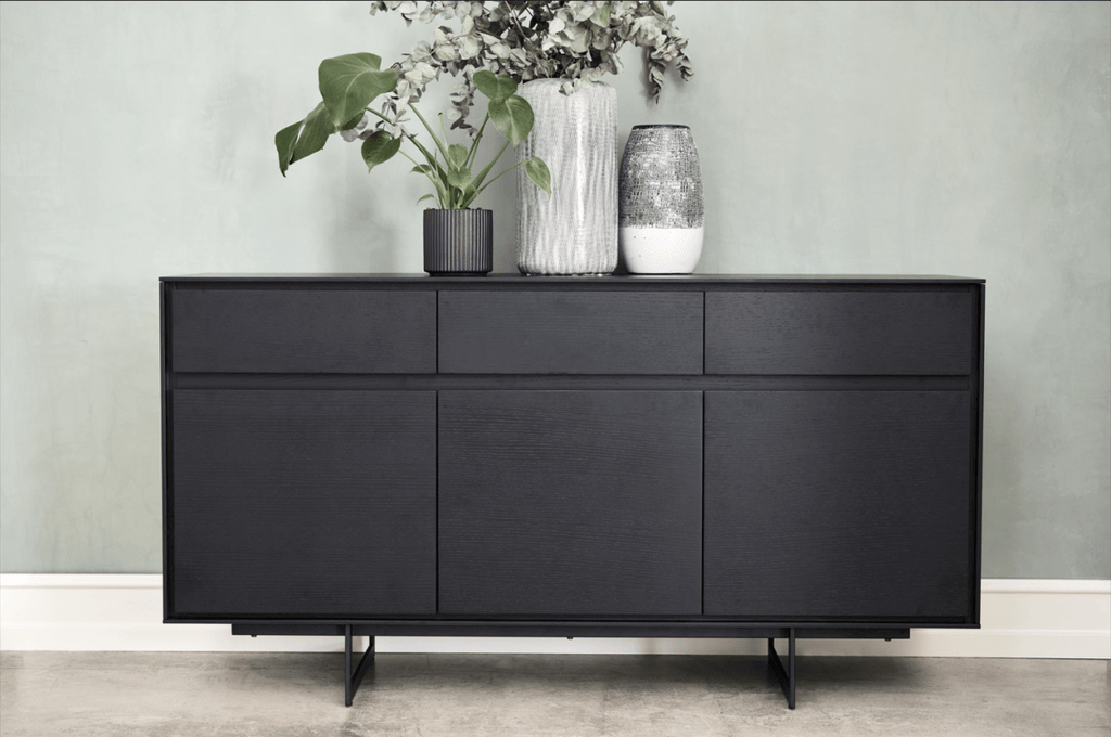 Tokyo Sideboard mit 3 Türen - 155 cm breit - Eiche Schwarz - FURNHOUSE