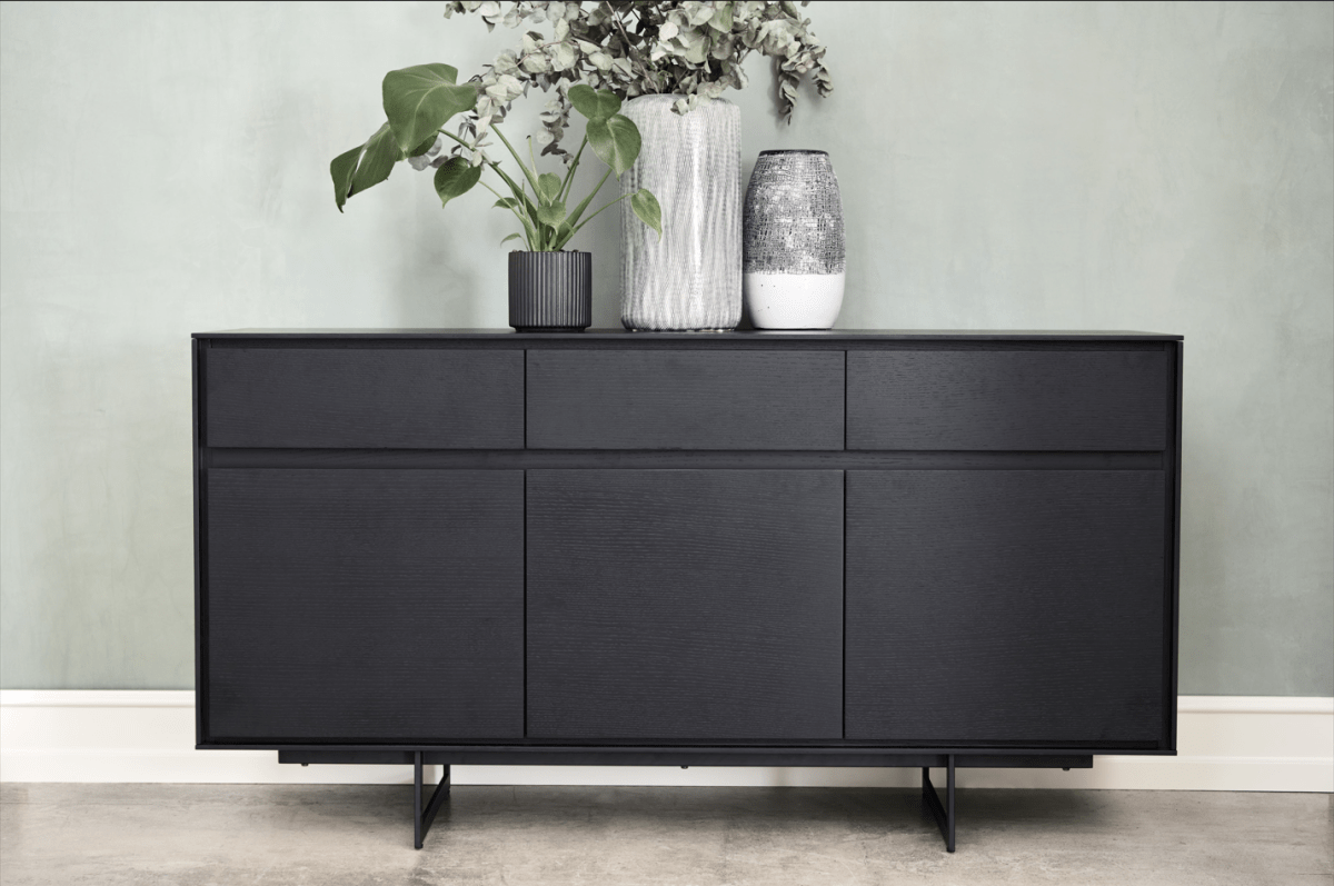 Tokyo Sideboard mit 3 Türen - 155 cm breit - Eiche Schwarz - FURNHOUSE
