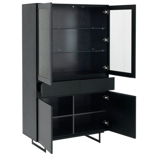 Tokyo Vitrine mit LED-Beleuchtung - 110 cm breit - Eiche Schwarz - FURNHOUSE