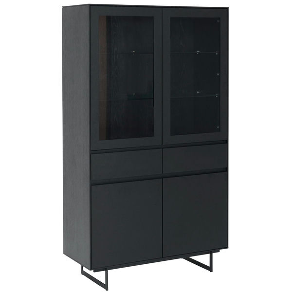 Tokyo Vitrine mit LED-Beleuchtung - 110 cm breit - Eiche Schwarz - FURNHOUSE