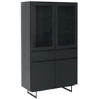 Tokyo Vitrine mit LED-Beleuchtung - 110 cm breit - Eiche Schwarz - FURNHOUSE