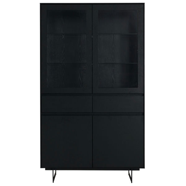 Tokyo Vitrine mit LED-Beleuchtung - 110 cm breit - Eiche Schwarz - FURNHOUSE