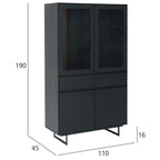 Tokyo Vitrine mit LED-Beleuchtung - 110 cm breit - Eiche Schwarz - FURNHOUSE