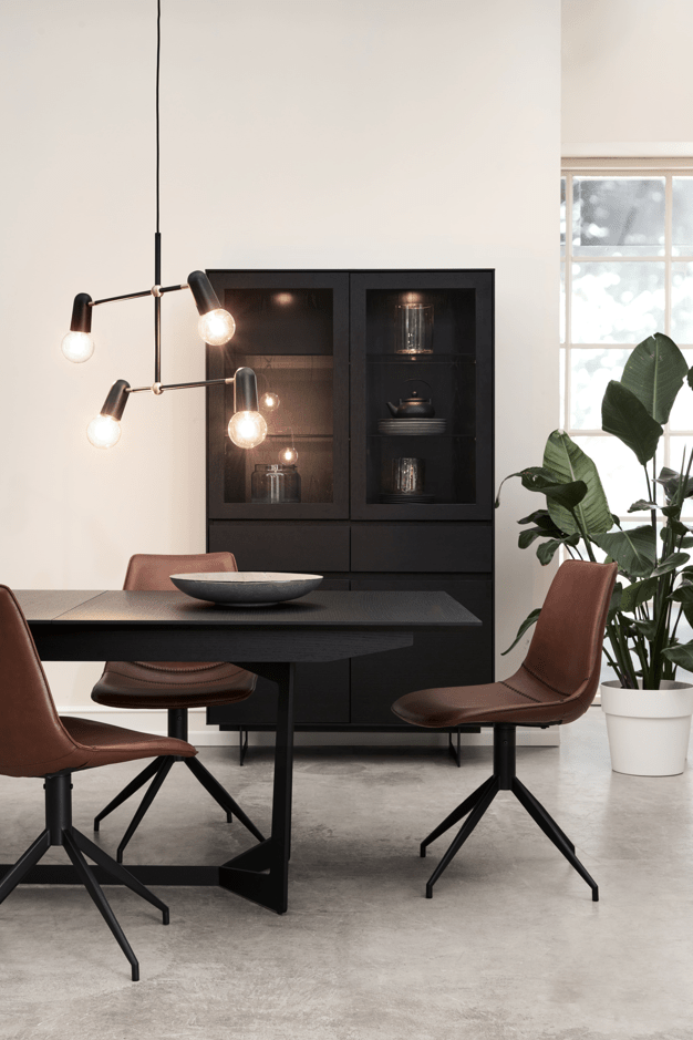 Tokyo Vitrine mit LED-Beleuchtung - 110 cm breit - Eiche Schwarz - FURNHOUSE