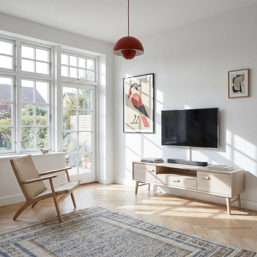TV - Tisch mit 2 Türen - 160 cm breit - Eiche bianco - IBBE DESIGN - FURNHOUSE