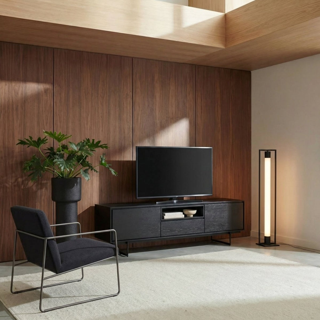 TV-Tisch mit 2 Türen - 160 cm breit - Schwarz - FURNHOUSE