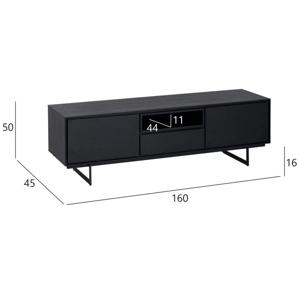 TV-Tisch mit 2 Türen - 160 cm breit - Schwarz - FURNHOUSE