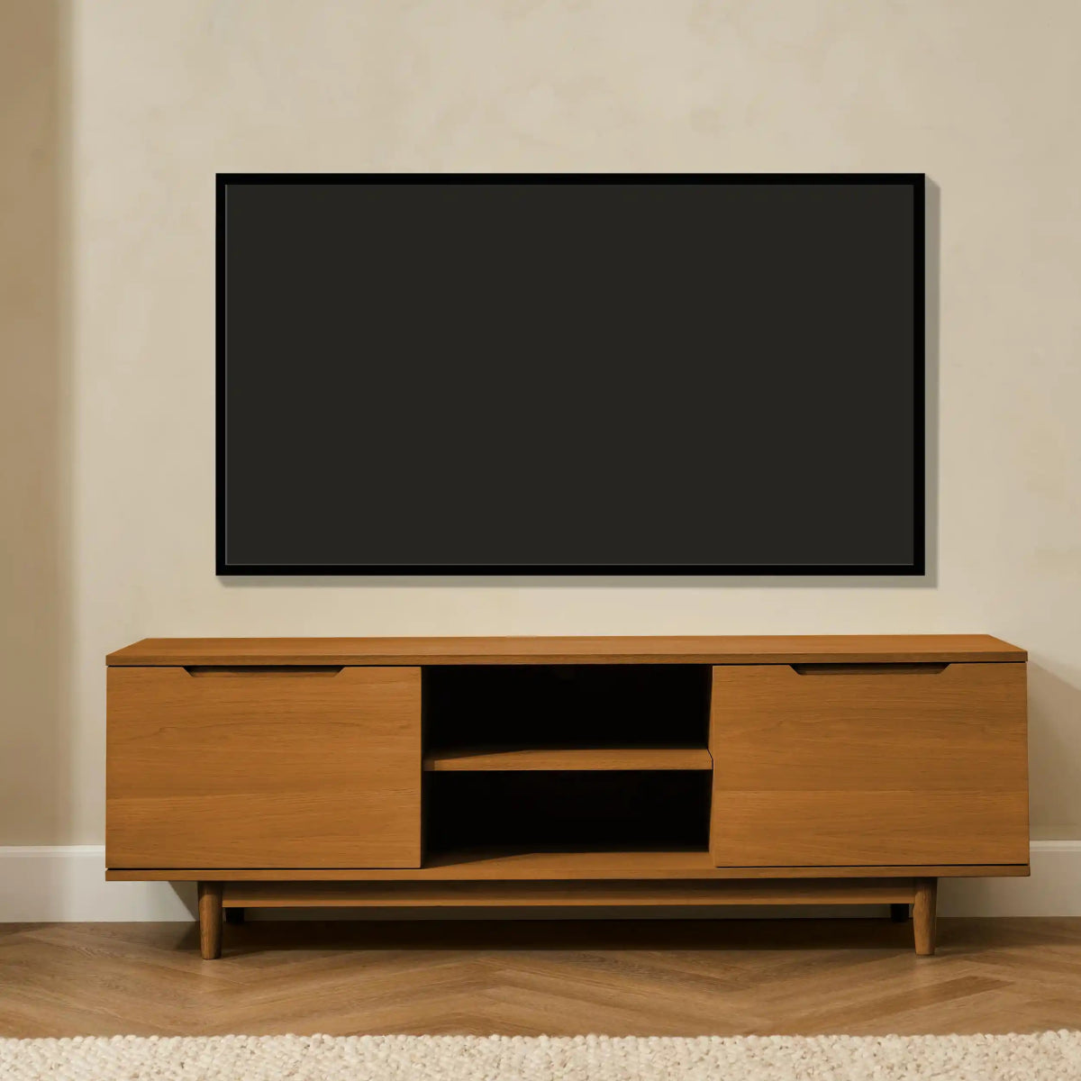 TV-Tisch mit 2 Türen - 160 cm breit - Wildeiche - FURNHOUSE